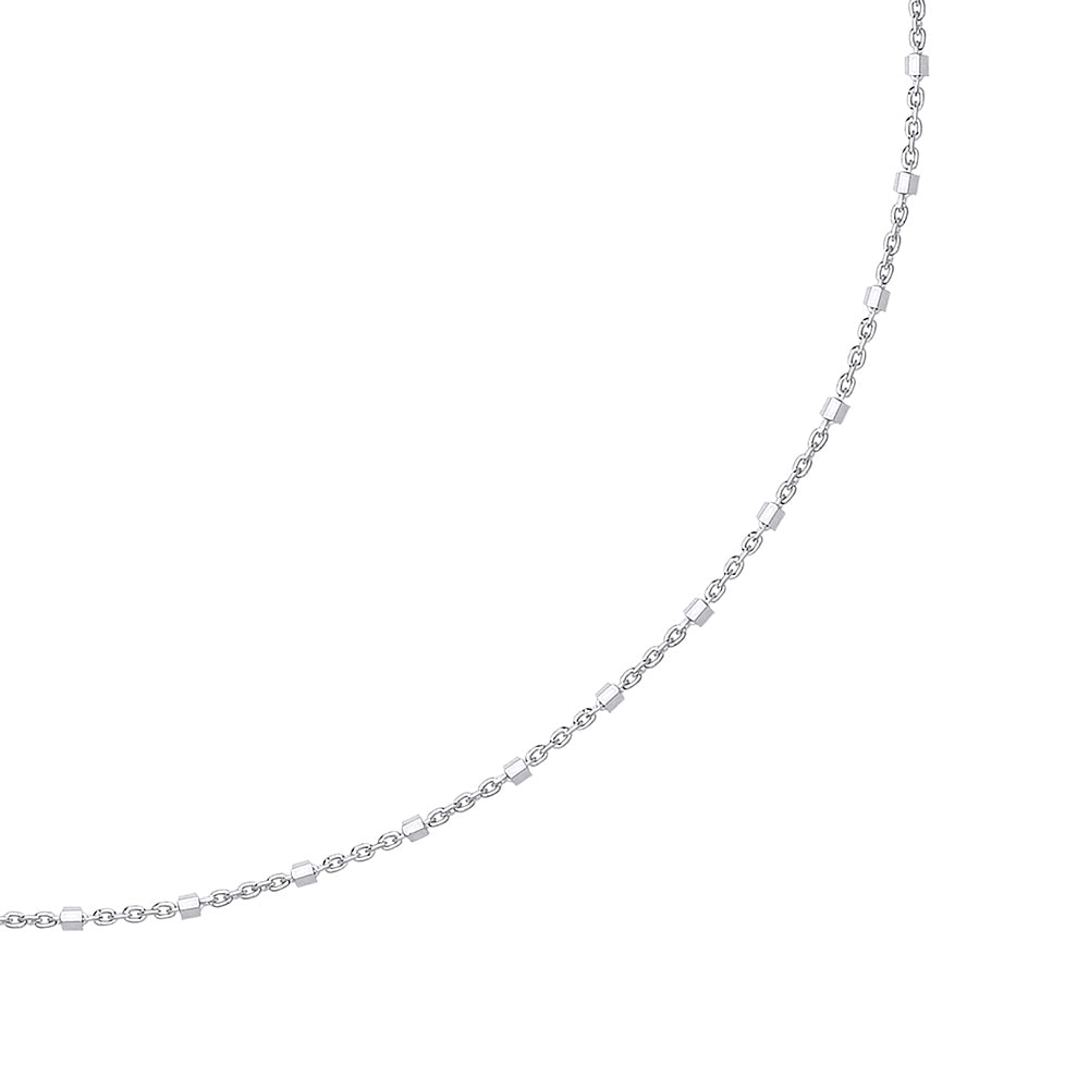 Silver  Octagon Prism Bead Chain Choker Collarette Necklace 14inch - GVCL012RH