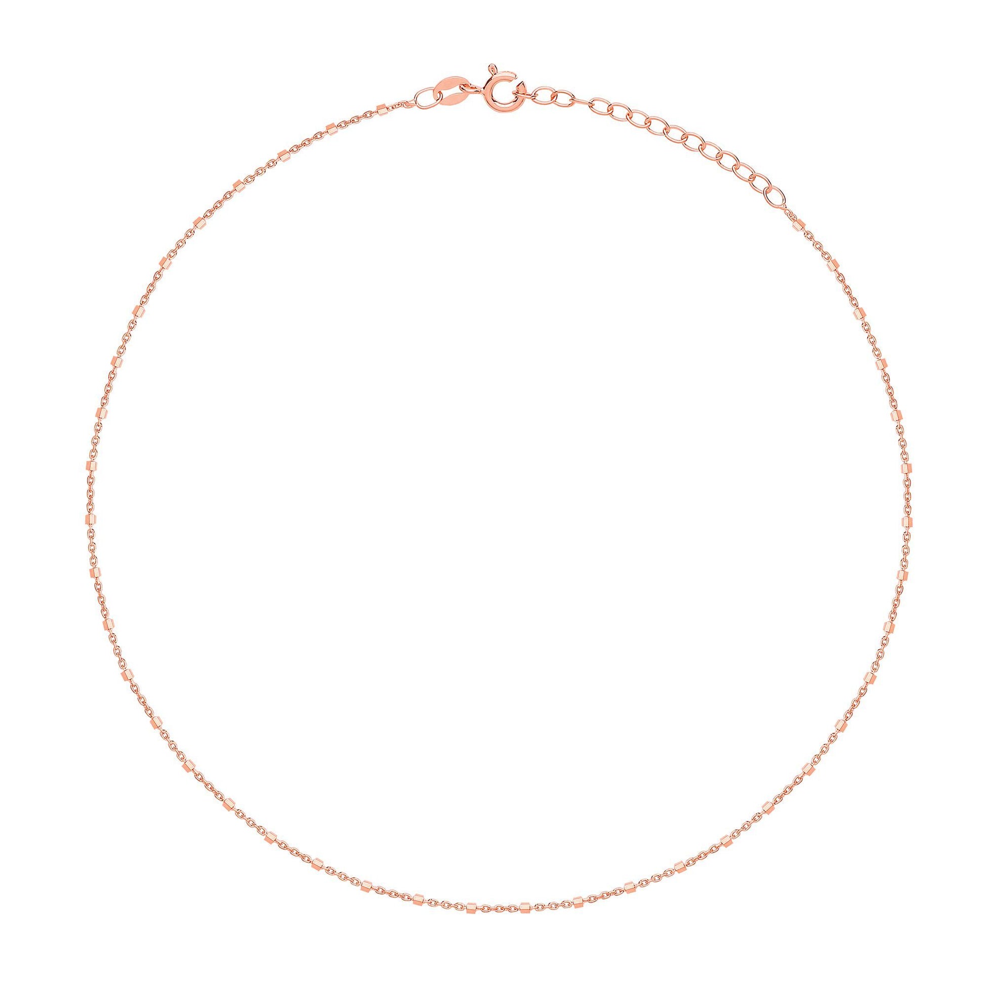 Rose Silver  Octagon Prism Bead Chain Collarette Necklace 14" - GVCL012R