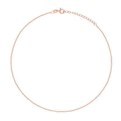 Rose Silver  Octagon Prism Bead Chain Collarette Necklace 14" - GVCL012R