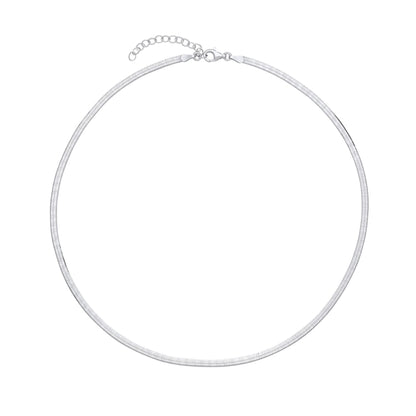 Sterling Silver  Flat Herringbone Chain Necklace 3mm 14 + 1.5 inch - GVCL013