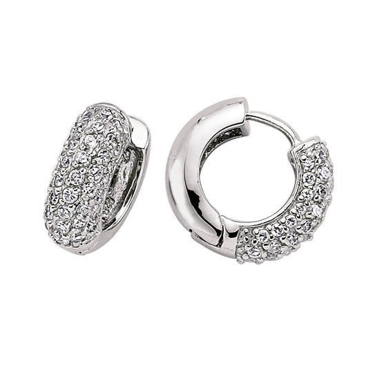 Silver  CZ Huggie Hoop Earrings 17mm - GVE001