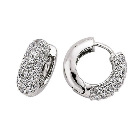 Silver CZ Huggie Hoop Earrings 17mm - GVE001