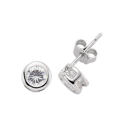 Silver  CZ Donut Stud Earrings - GVE092