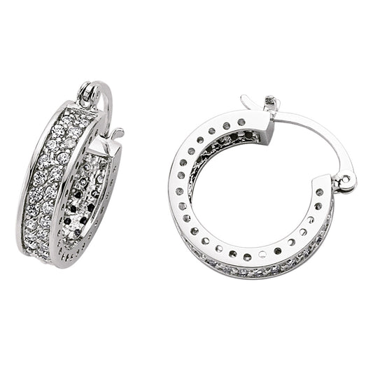 Silver  CZ Huggie Hoop Earrings 19mm - GVE097