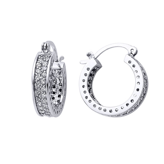 Silver  CZ Huggie Hoop Earrings 19mm - GVE097