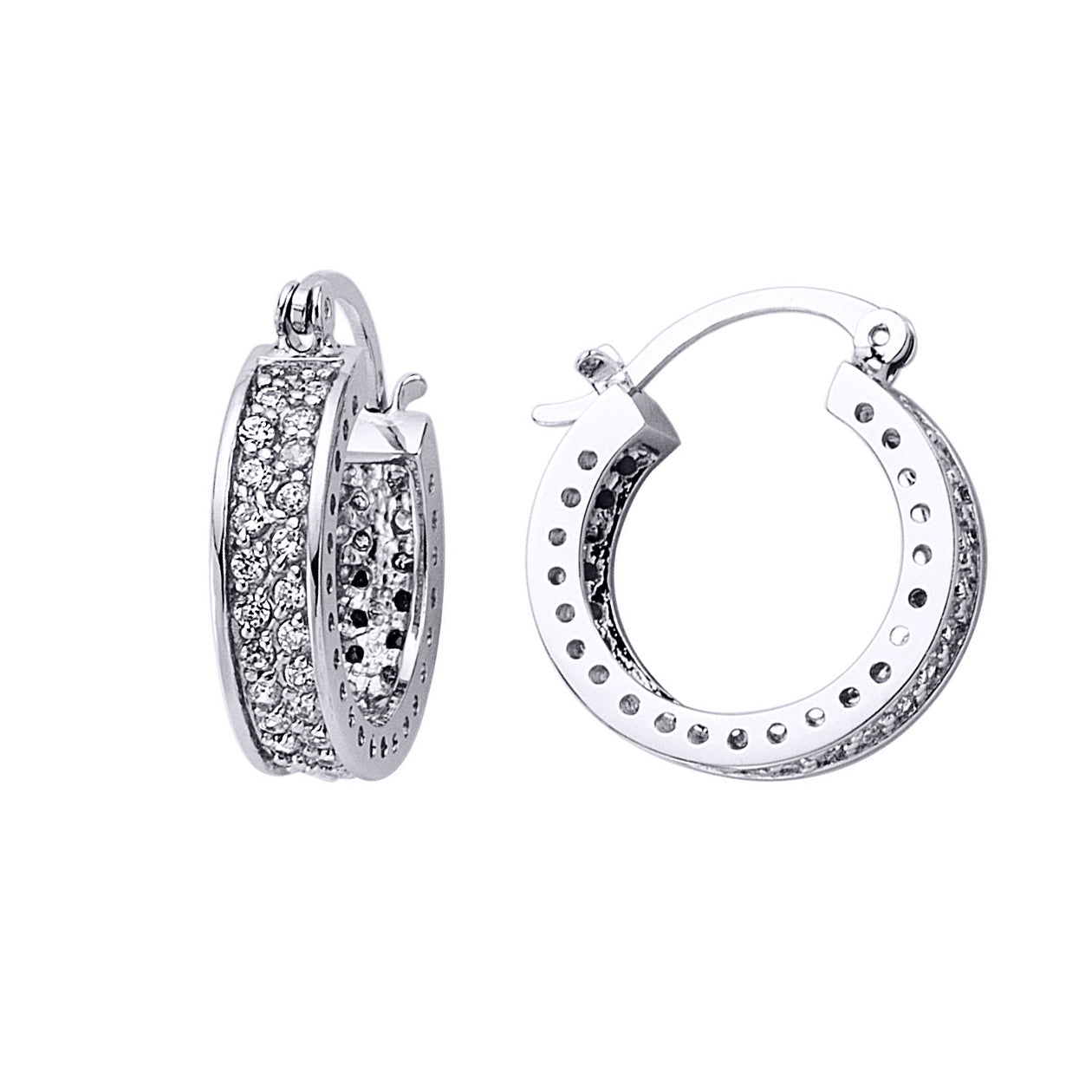 Silver  CZ Huggie Hoop Earrings 19mm - GVE097