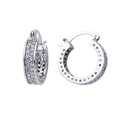 Silver  CZ Huggie Hoop Earrings 19mm - GVE097