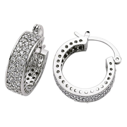 Silver  CZ Huggie Hoop Earrings 19mm - GVE099