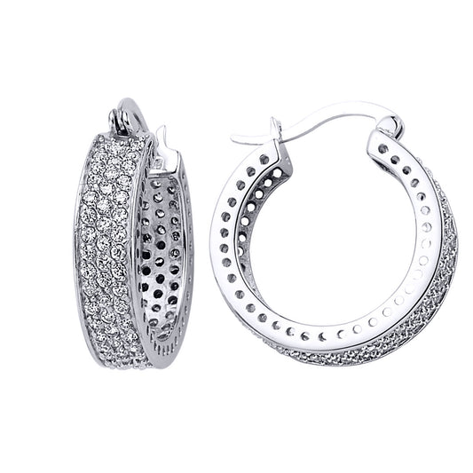Silver  CZ Huggie Hoop Earrings 24mm - GVE100