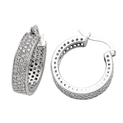Silver  CZ Huggie Hoop Earrings 24mm - GVE100