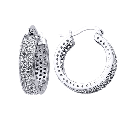 Silver  CZ Huggie Hoop Earrings 24mm - GVE100