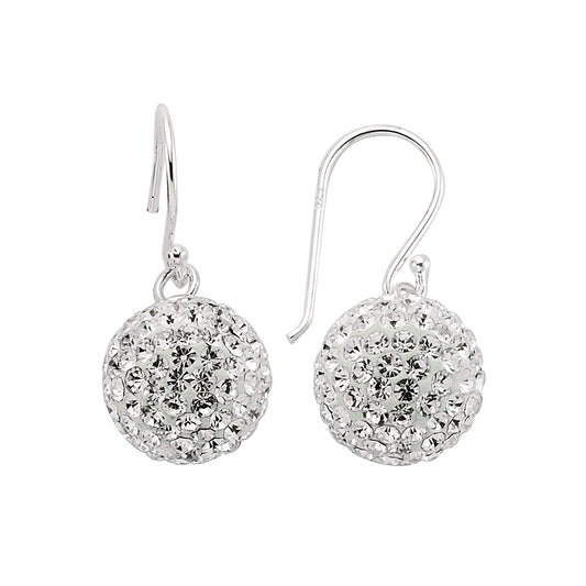 Silver  Crystal Disco Ball Drop Earrings - GVE139A