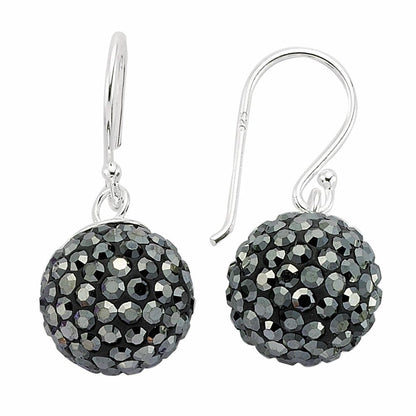 Sterling Silver  Crystal Haematite Shamballa Earrings - GVE139HEM