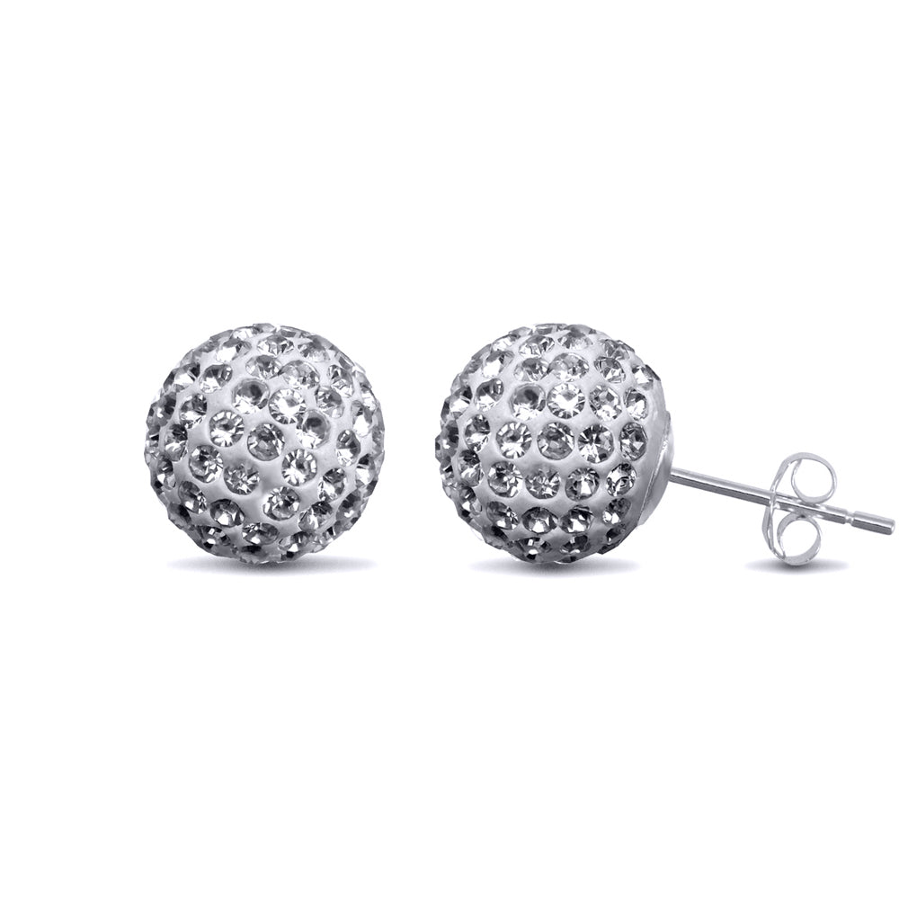 Silver  Crystal Disco Ball Stud Earrings - GVE142A