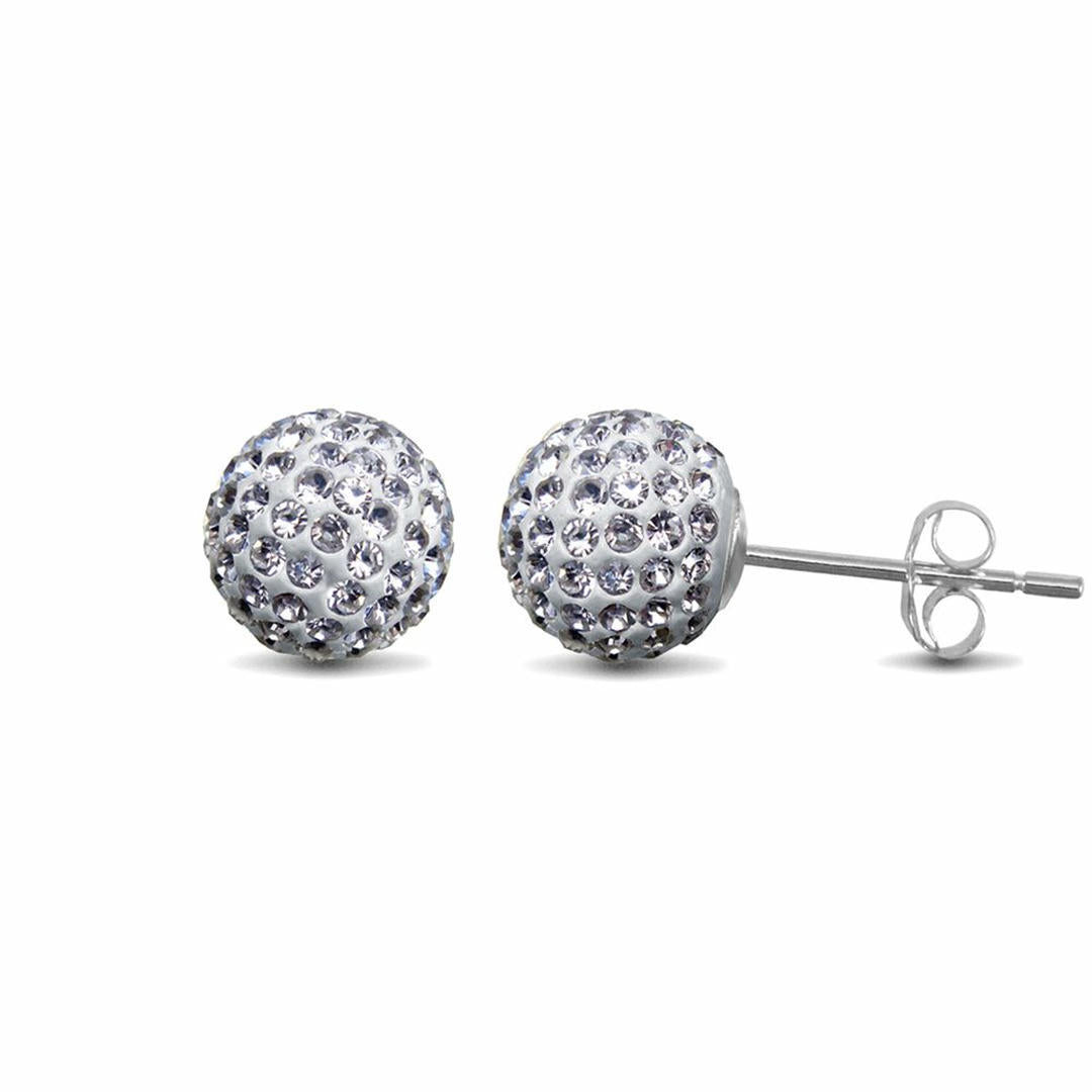 Silver  Crystal Disco Ball Stud Earrings - GVE142
