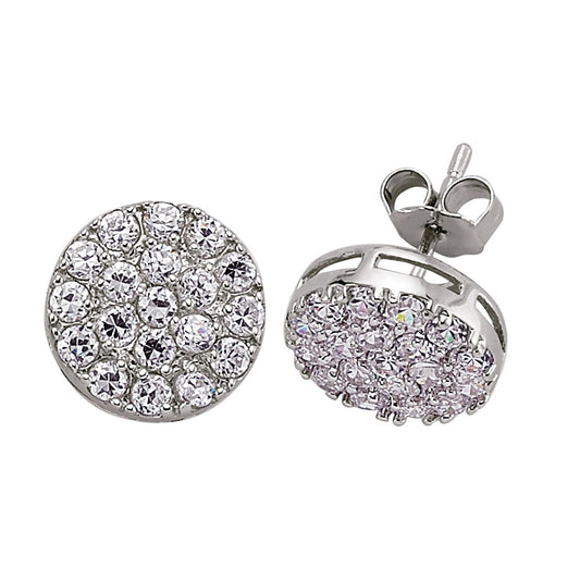 Silver  CZ Disco Ball Stud Earrings - GVE150