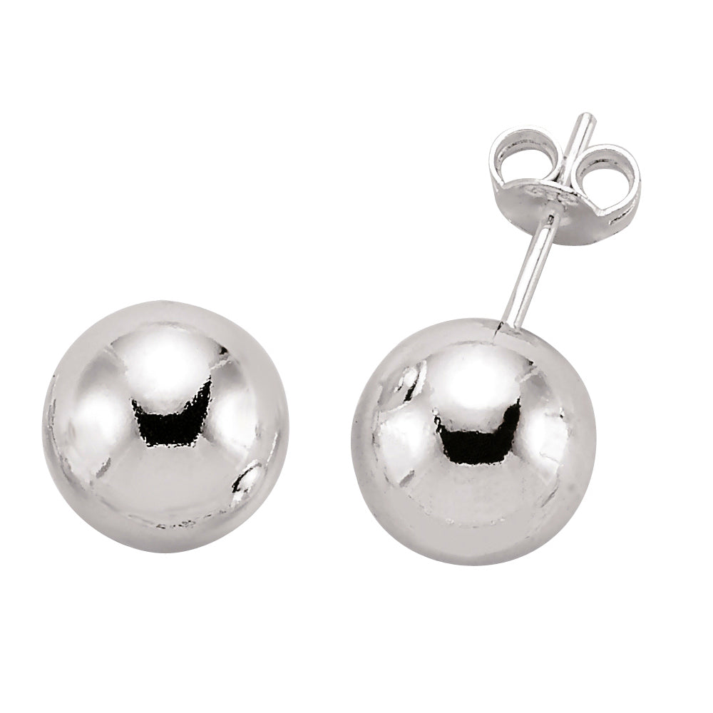 Silver  Ball Stud Earrings 10mm - GVE158-10MM