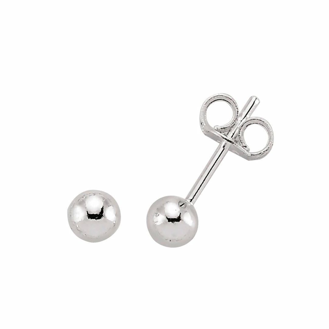 Silver  Ball Stud Earrings 4mm - GVE158-4MM