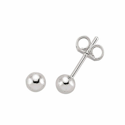 Silver  Ball Stud Earrings 4mm - GVE158-4MM