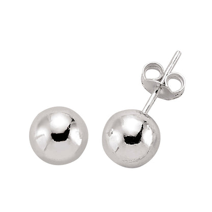 Silver  Ball Stud Earrings 8mm - GVE158-8MM