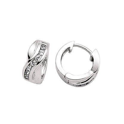 Sterling Silver  CZ Huggie Earrings - GVE168