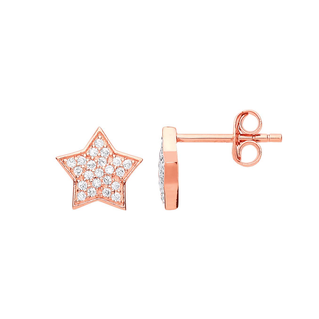 Rose Silver  CZ Pavé Star Drop Earrings - GVE173RG