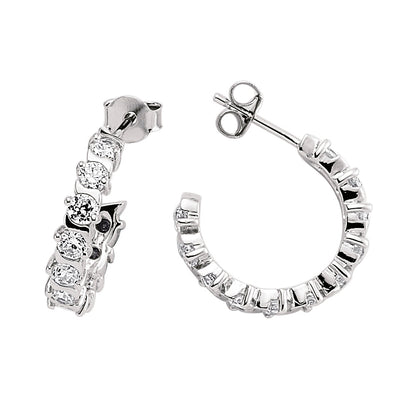 Silver  CZ Eternity Hoop Earrings 18mm - GVE195