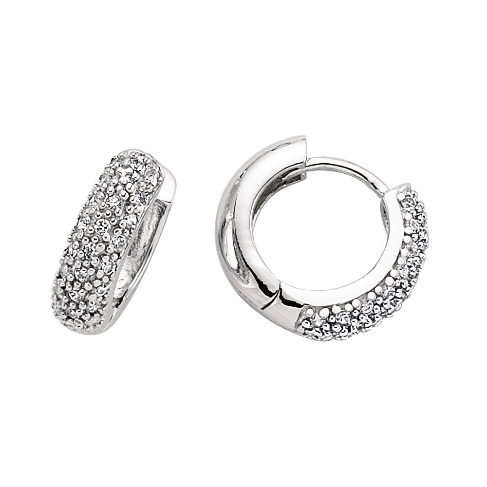 Silver  CZ Huggie Hoop Earrings 15mm - GVE196