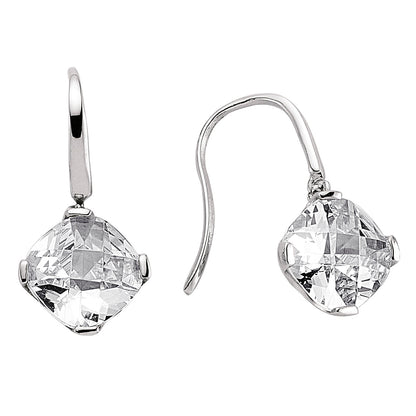 Silver  Asscher CZ Solitaire Drop Earrings - GVE239