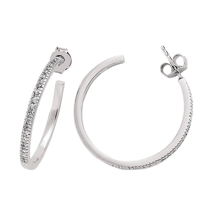 Silver  CZ Half Eternity Hoop Earrings 26mm - GVE241