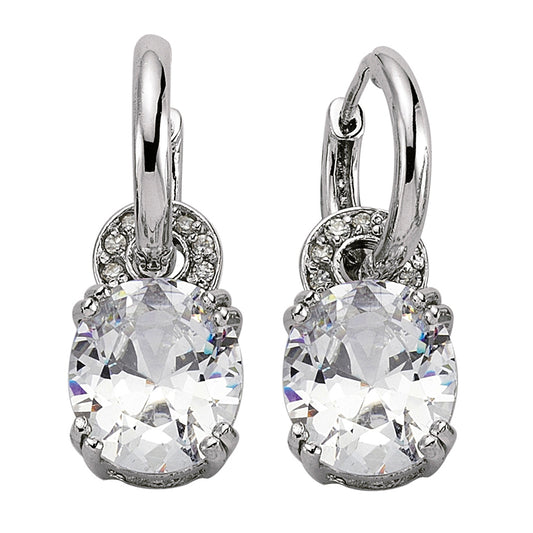 Silver  CZ Chunky Drop Earrings - GVE243