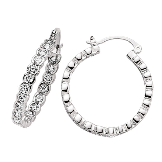 Silver  CZ Bubble Eternity Hoop Earrings 23mm - GVE248