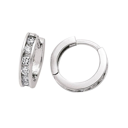 Silver  CZ Eternity Huggie Hoop Earrings 16mm - GVE249
