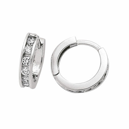 Silver  CZ Eternity Huggie Hoop Earrings 16mm - GVE249