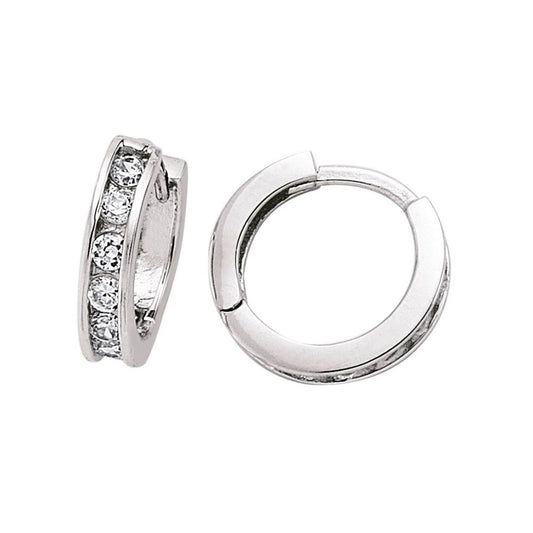 Silver  CZ Eternity Huggie Hoop Earrings 16mm - GVE249