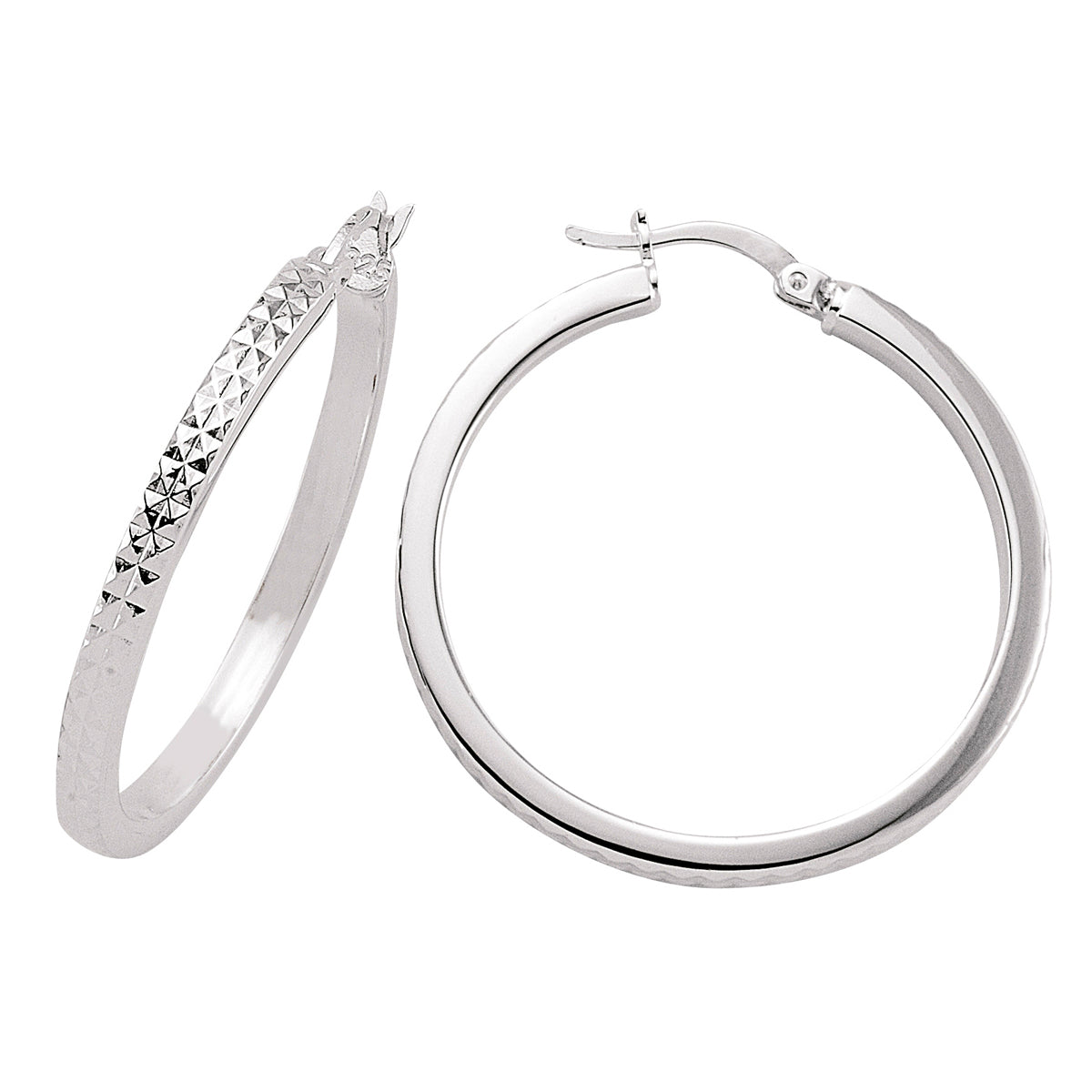 Sterling Silver  - Rhodium - Engraved Earrings - GVE277