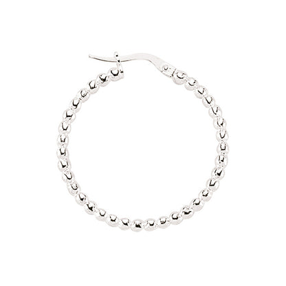 Silver  Bead Hoop Earrings 27mm - GVE290