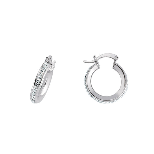 925 Sterling Silver  CZ Channel Set Eternity Hoop Earrings - GVE310