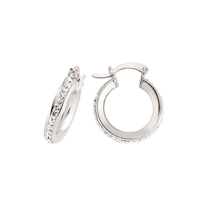 Silver  CZ Channel Set Eternity Hoop Earrings 12mm - GVE310-12MM