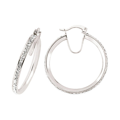 Silver  CZ Channel Set Eternity Hoop Earrings 24mm - GVE310-24MM