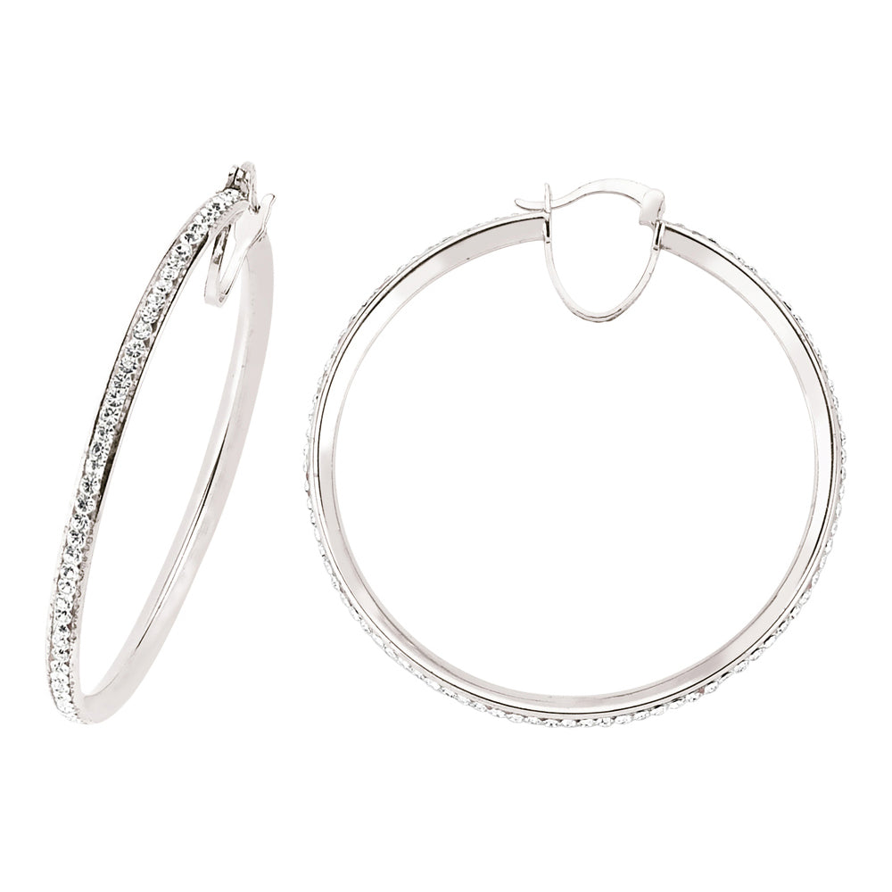 Silver  CZ Channel Set Eternity Hoop Earrings 45mm - GVE310-40MM