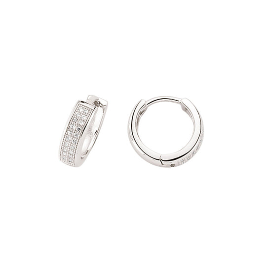 Silver  CZ Huggie Hoop Earrings 11mm - GVE324