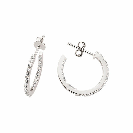 Silver  CZ Eternity Hoop Earrings 16mm - GVE369
