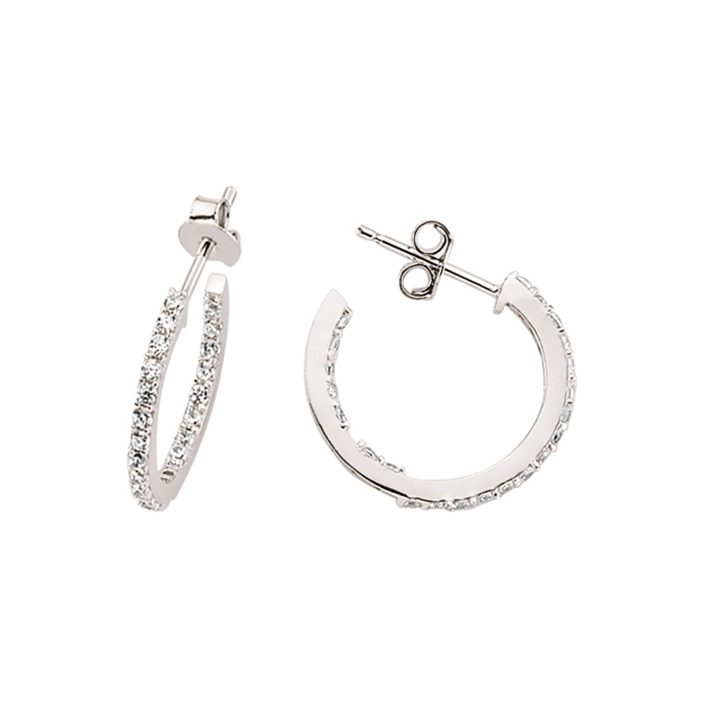 Silver  CZ Eternity Hoop Earrings 16mm - GVE369