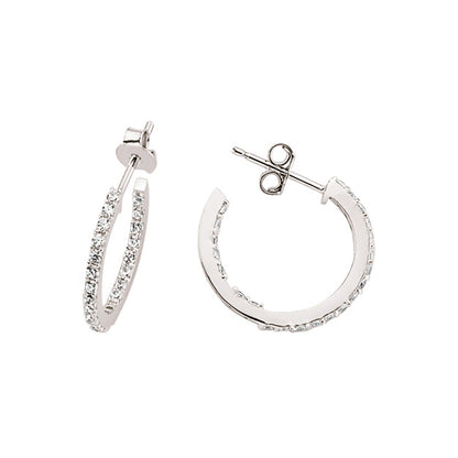 Silver  CZ Eternity Hoop Earrings 16mm - GVE369