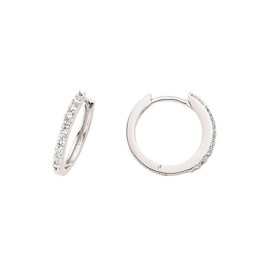 Silver CZ Huggie Hoop Earrings 13mm - GVE370