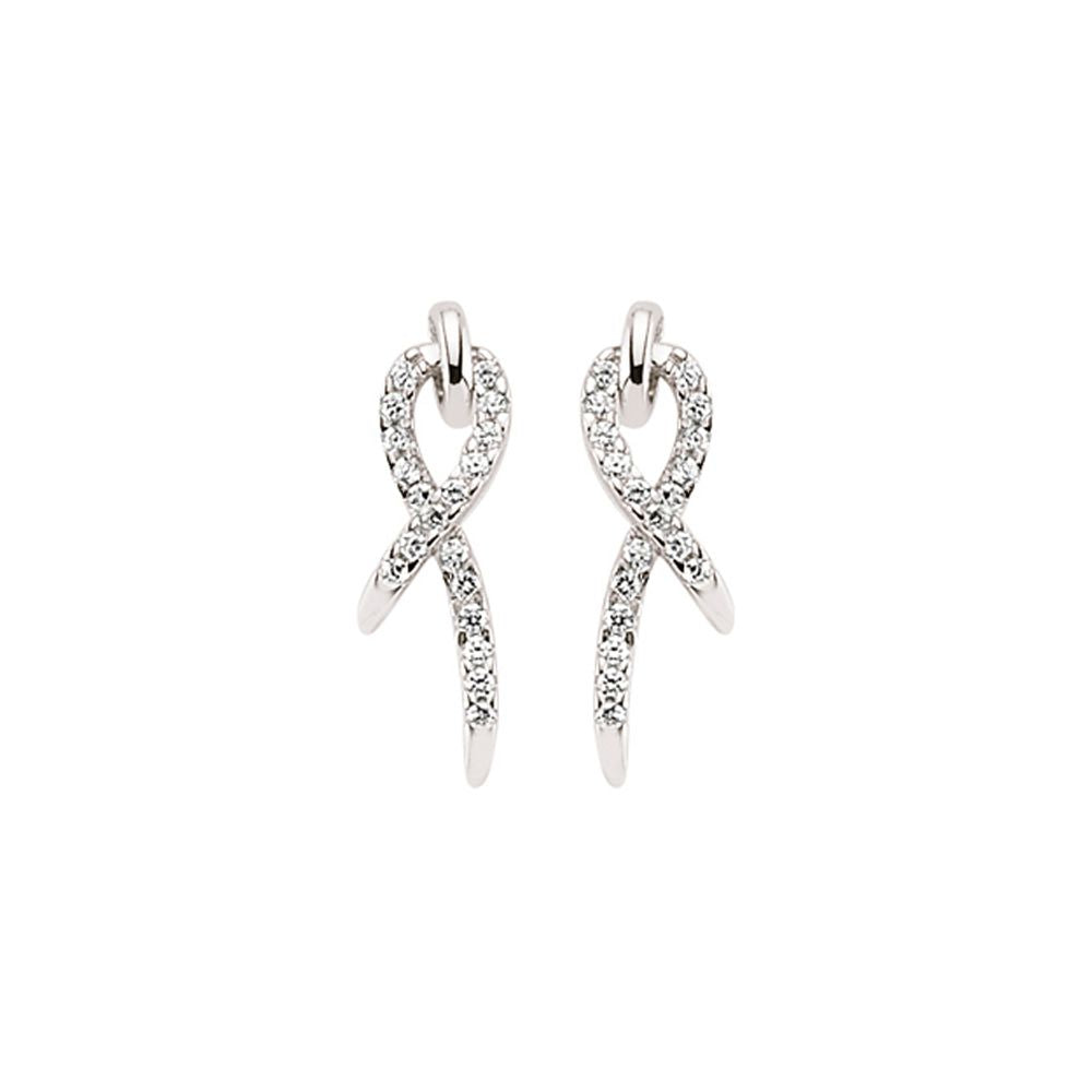 Silver  CZ Ribbon Stud Earrings - GVE377