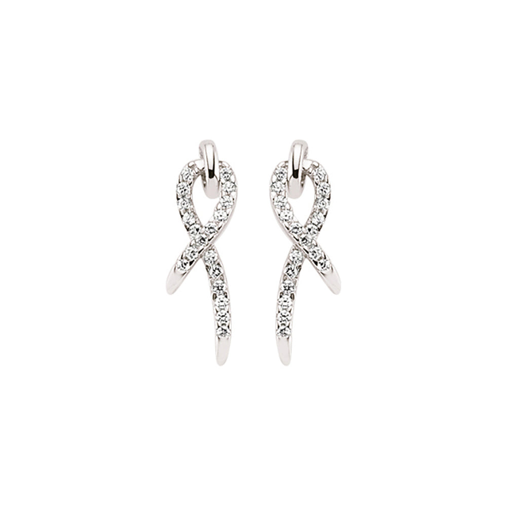 Silver  CZ Ribbon Stud Earrings - GVE377