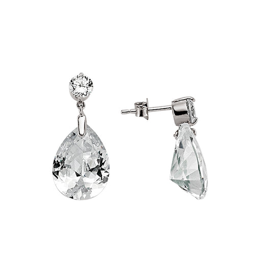 Sterling Silver  CZ Drop Stud Earrings - GVE378