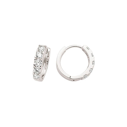 Silver  CZ Huggie Hoop Earrings 15mm - GVE389
